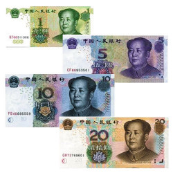 Lot de 4 billets Chine 1999-2005