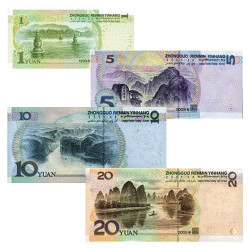 Lot de 4 billets Chine 1999-2005