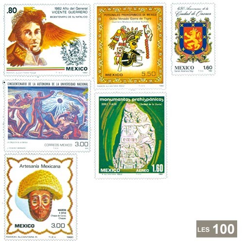 100 timbres Mexique