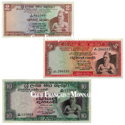 Set de 3 billets Sri Lanka 1969-1977