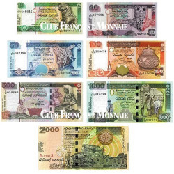 Set de 7 billets Sri Lanka  2001-2006