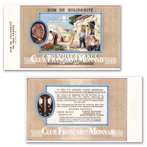 Bon de solidarité Pétain 5000 Francs 1941-1942