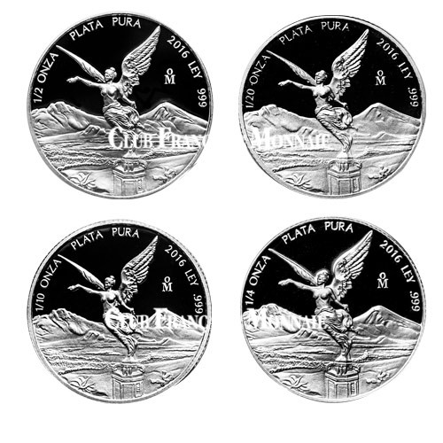 Lot de 4 pièces Argent Mexique BE 2016 - Libertad Lot de 4 pièces Argent Mexique BE 2016 - Libertad