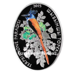 500 Tenge Argent colorisée Kazakhstan BE 2015 - Oiseau Tchitrec de paradis