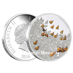 2 Dollars Argent BE 2016 colorisée - Migration de Papillons