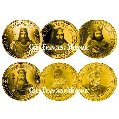 Lot des 6 médailles Rois de France