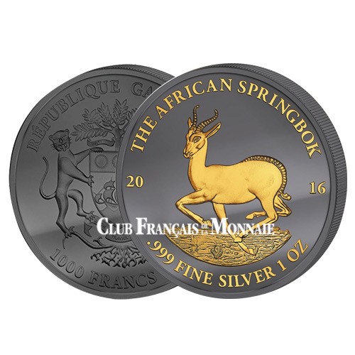1000 Francs CFA Argent Gabon BU 2016 Or noir - Springbok