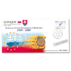 L’enveloppe “1er Jour” d’émission 2 Euro Slovaquie 2009 - 10 ans de l’Euro