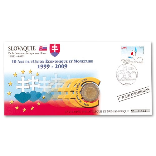 L’enveloppe “1er Jour” d’émission 2 Euro Slovaquie 2009 - 10 ans de l’Euro L’enveloppe “1er Jour” d’émission 2 Euro Slovaquie 2009 - 10 ans de l’Euro