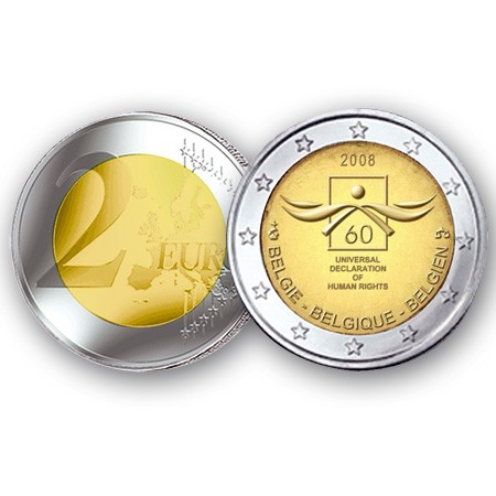 2008 - Belgique - 2 Euro commémorative 60 ans des droits de l'homme