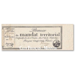 25 Francs Promesse  de Mandat Territorial - Monnaie fiduciaire : 1796-1797
