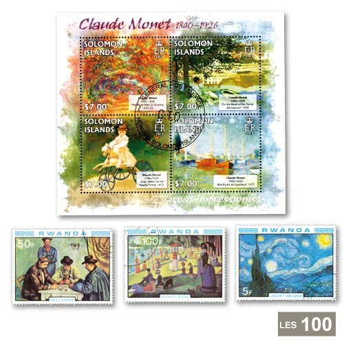 100 timbres Peintres impressionnistes