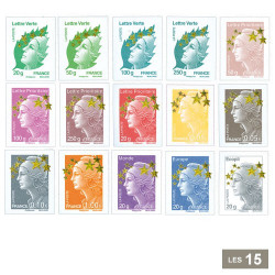 Les 15 timbres maxi Marianne 2012
