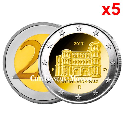 5 x 2 Euro Allemagne 2017 Porta Nigra - Land de  Rhénanie-Palatinat