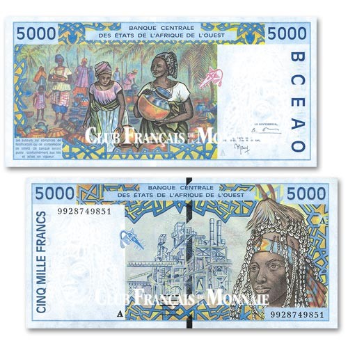 Billet 5 000 Francs Côte d’Ivoire 1999