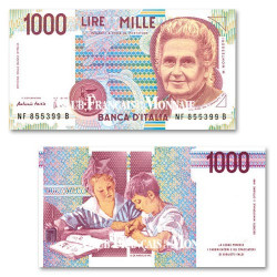 1 000 Lires Italie 1990 - Maria Montessori (1870-1952)