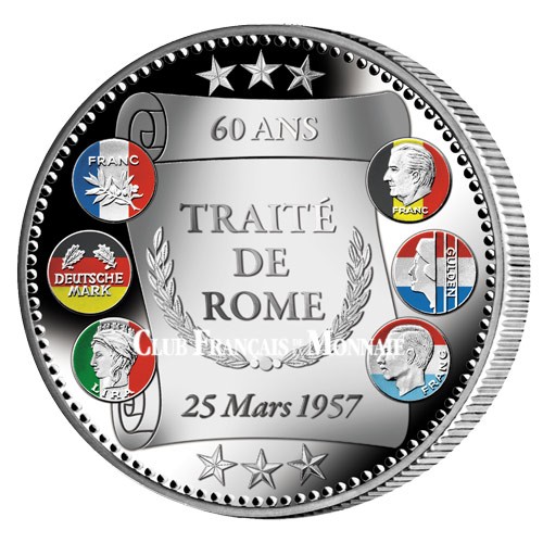 "L’Euro Traité de Rome" colorisé 2017 Argent Belle Épreuve "L’Euro Traité de Rome" colorisé 2017 Argent Belle Épreuve