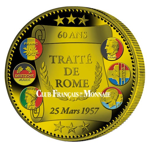"L’Euro Traité de Rome" colorisé 2017 Bronze Belle Épreuve