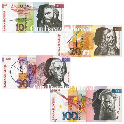 Lot de 4 billets Slovénie 1992-2003