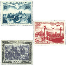 Les timbres Poste Aérienne "Vues de Paris"
