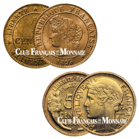 Lot 1 centime Cérès  + 50 centimes Morlon