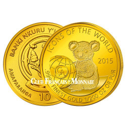 10 Francs Rwandais Or BE 2015 - Koala