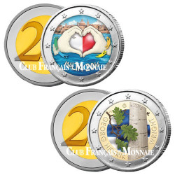 Lot des 2 x 2 Euro 2016 colorisée - Malte et Finlande
