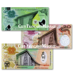 3 billets Papouasie Nouvelle Guinée 2008