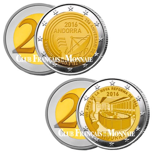 Lot des 2 x 2 Euros Andorre BU 2016 Lot des 2 x 2 Euros Andorre BU 2016
