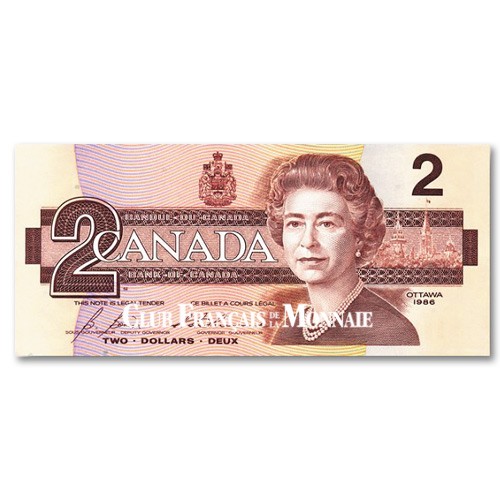 Billet 2 Dollars Canada 1986