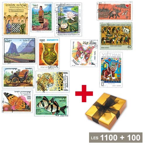 1100 timbres Péninsule Indochinoise + 100 timbres Malaisie OFFERTS
