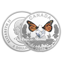 3 Dollars Argent Canada BE 2017 - Amour et Papillons