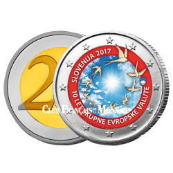 2 Euro Slovénie 2017 colorisée - 10 ans de l’Euro