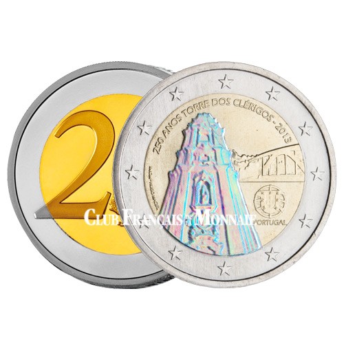 2 Euro Portugal Hologramme 2013 colorisée - Tour des Clercs Porto