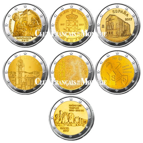 Lot des 14 x 2 Euro commémoratives 2017