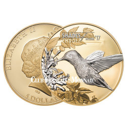 5 Dollars Argent BE 2017 dorée - Colibri