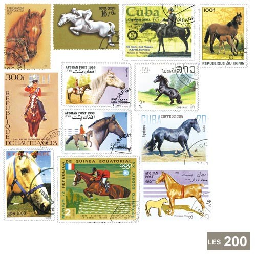 200 timbres Chevaux