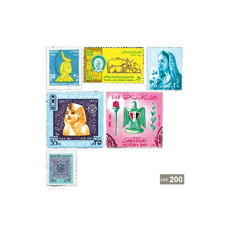 Lot De 200 Timbres Divers Égypte Et UAR – Pour Collectionneurs – Qualité Prophila
