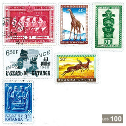 100 timbres anciennes Colonies belges