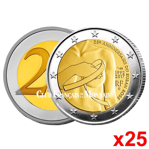 Le Rouleau De 25 X 2 Euro France 17 25 Ans Du Ruban Rose Le Rouleau De 25 X 2 Euro France 17 25 Ans Du Ruban Rose