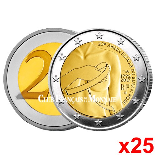 Le rouleau de 25 x 2 Euro France 2017 - 25 ans du Ruban Rose