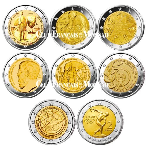 Le lot des 8 x 2 Euro Grèce 