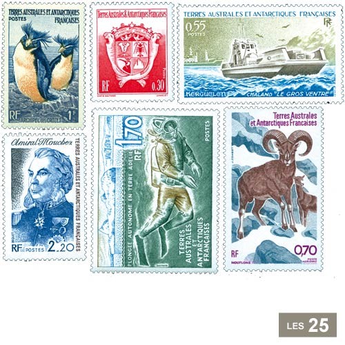 25 timbres Terres Australes françaises