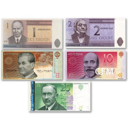 Lot 5 billets Estonie 1992-2007