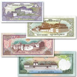 Lot de 4 billets Bhoutan 2000