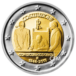2 Euro Italie BE 2018 - 70 ans de la constitution