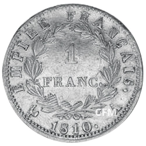 Pièce 1 Franc Argent Napoléon Ier 1813 T (Toulouse) - Montée En épingle à Cravate/chapeau