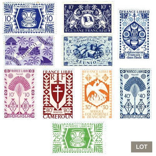 37 timbres France libre 1941-1944