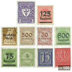 100 timbres Allemagne hyperinflation 1920