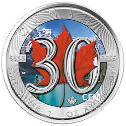 5 Dollars Argent Canada BU 2018 colorisée - 30 ans de la Maple Leaf